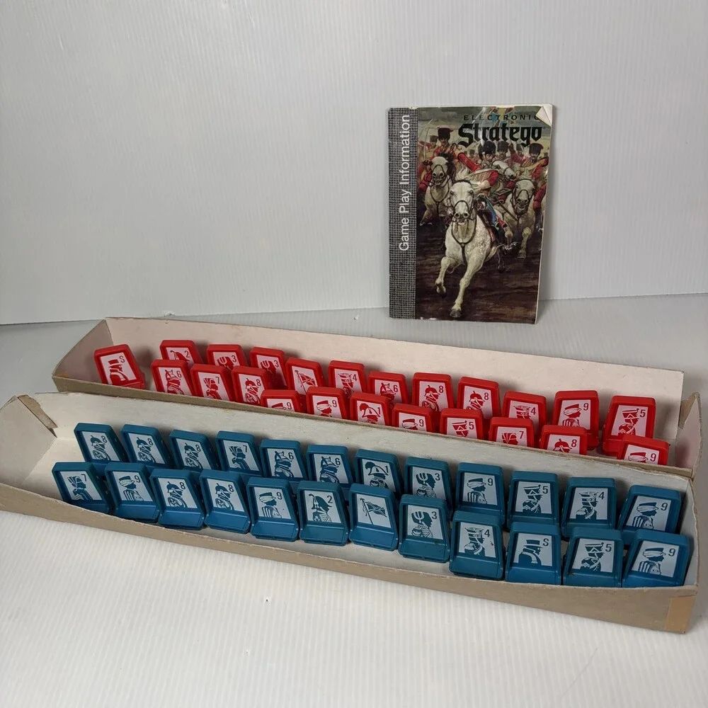 Vintage Stratego Electronic Edition Board Game Pieces and Manual 23 Red, 24 Blue